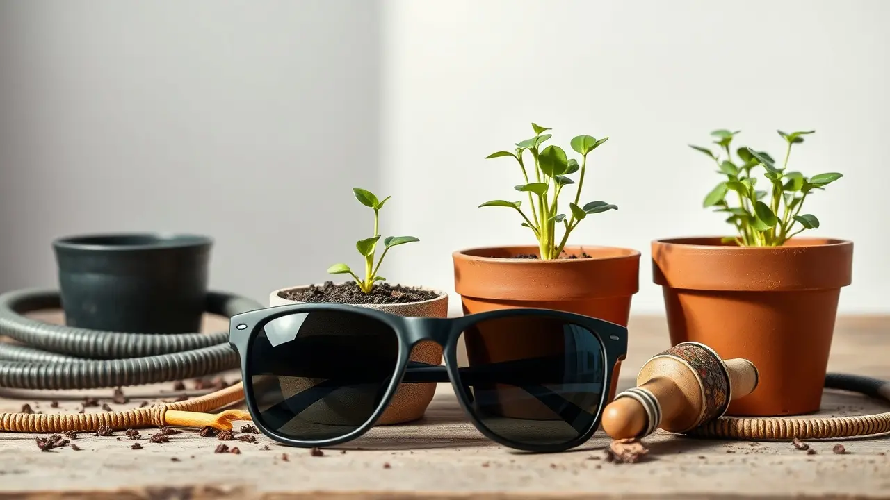 Polarisierte Sportbrille mit dunklen Gläsern und sportlichem Rahmen vor hellem Hintergrund